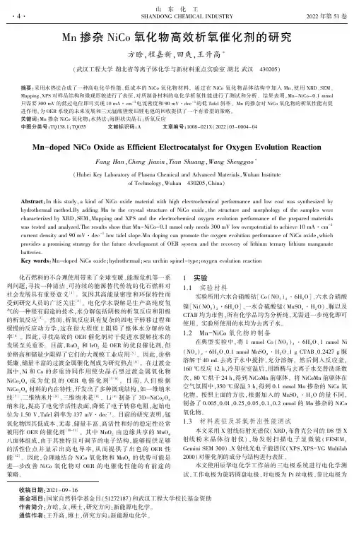 Mn掺杂NiCo氧化物高效析氧催化剂的研究