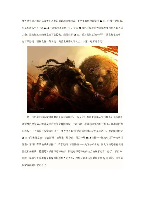 魔兽世界猎人宏怎么设置