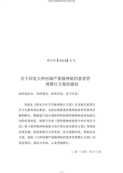乡镇严重精神障碍患者管理方案