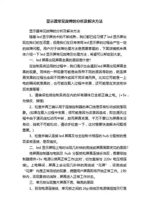 显示器常见故障的分析及解决方法