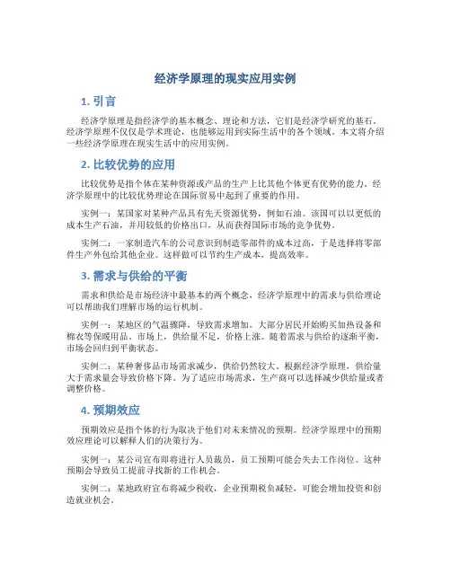 经济学原理的现实应用实例