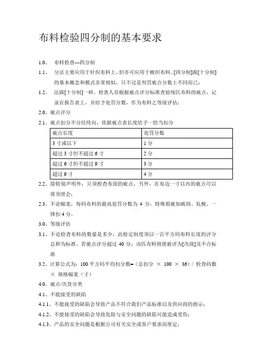 布料检验四分制