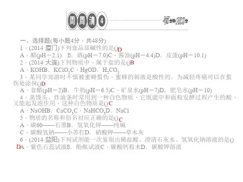 人教版九年级下册化学   周周清4
