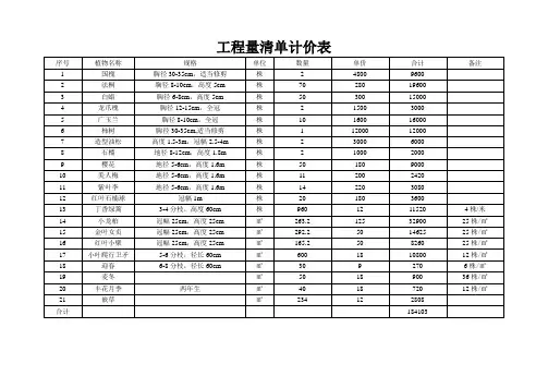 工程量清单计价表