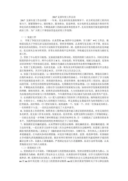 2017支部年度工作总结