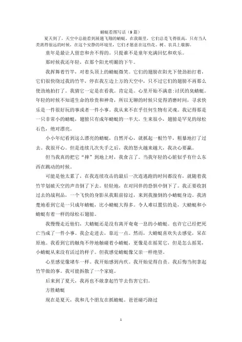 蜻蜓看图写话(9篇)