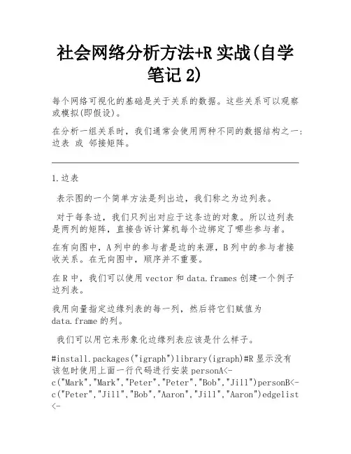 社会网络分析方法+R实战(自学笔记2) 