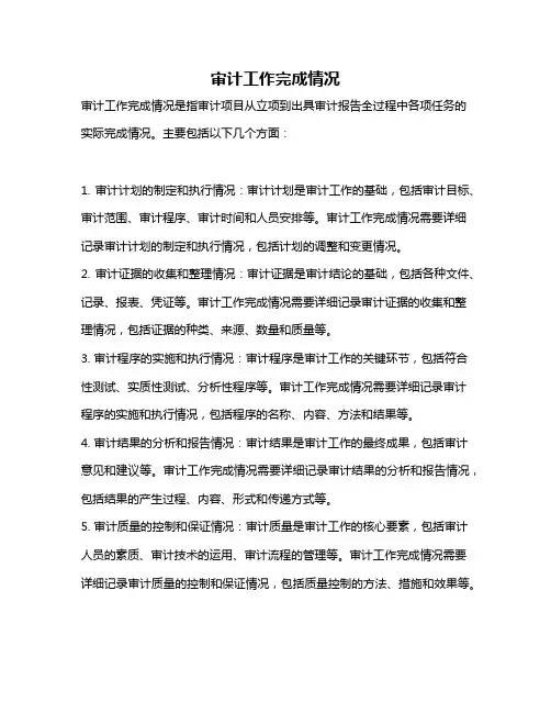 审计工作完成情况