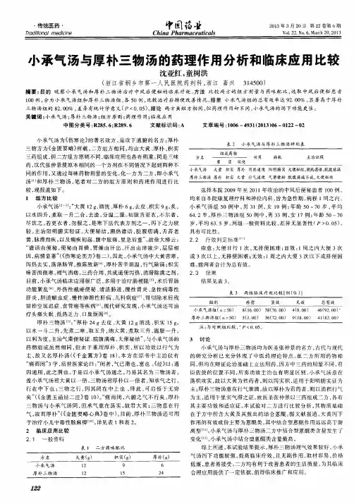 小承气汤与厚朴三物汤的药理作用分析和临床应用比较