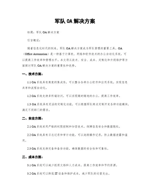 军队OA解决方案
