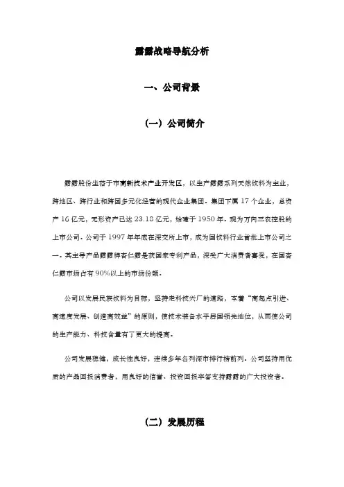 承德露露战略导航分析报告