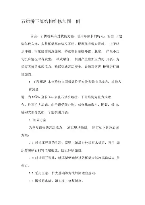 石拱桥下部结构维修加固一例-精品文档资料