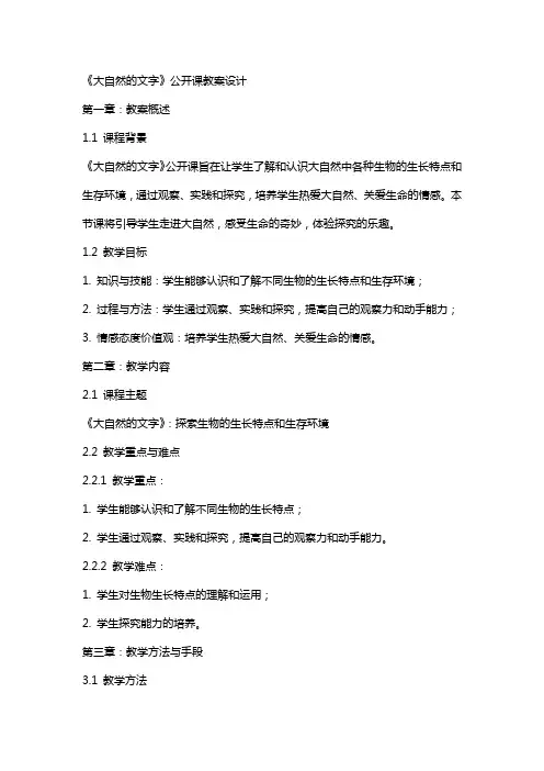 《大自然的文字》公开课教案设计