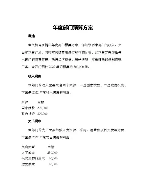 年度部门预算方案
