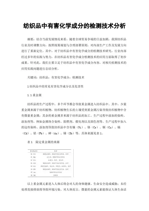 纺织品中有害化学成分的检测技术分析