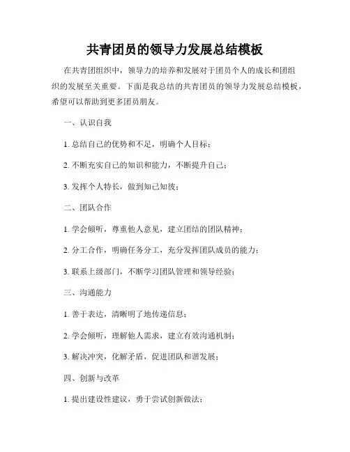 共青团员的领导力发展总结模板