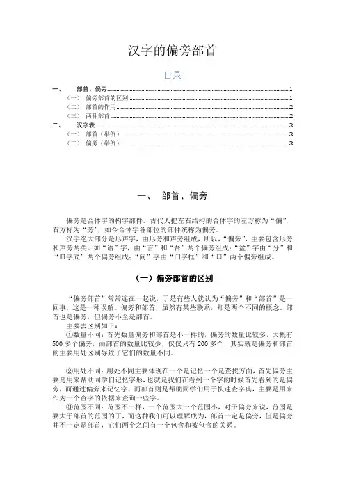 语文汉字二——偏旁部首