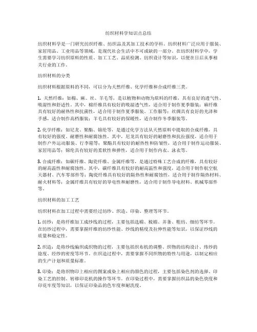 纺织材料学知识点总结