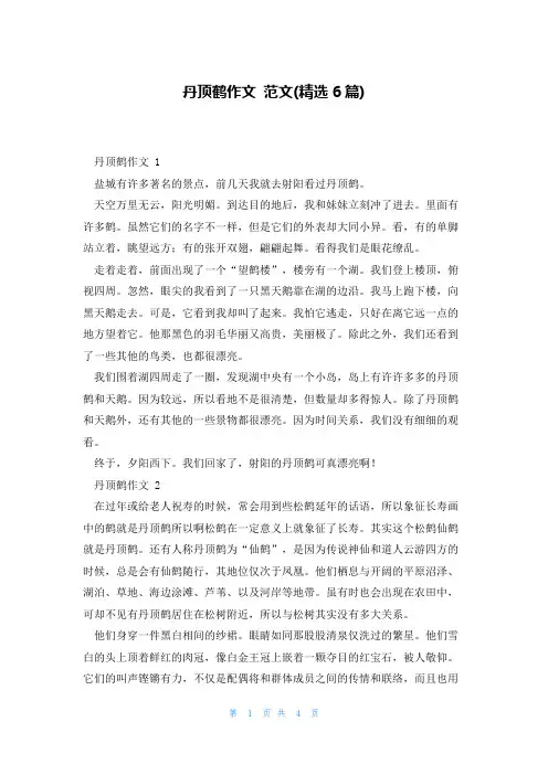 丹顶鹤作文范文(精选6篇)
