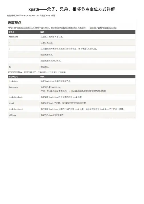 xpath——父子、兄弟、相邻节点定位方式详解