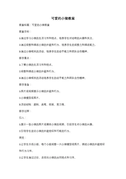 可爱的小猪教案