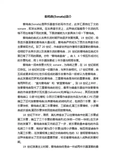 奏鸣曲（Sonata）简介