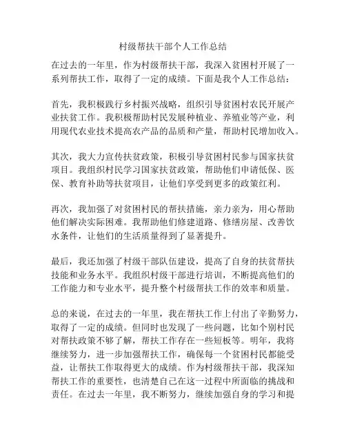村级帮扶干部个人工作总结