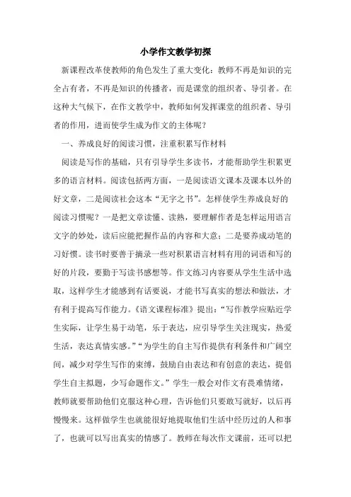 小学作文教学初探