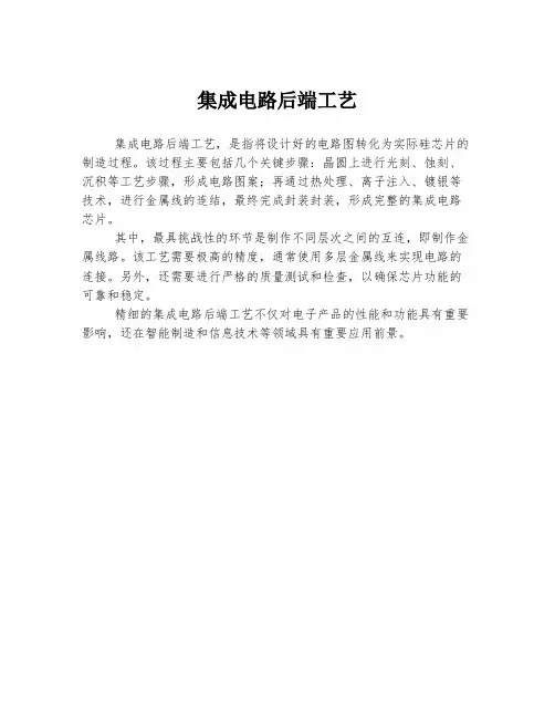 集成电路后端工艺