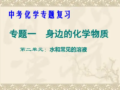 专题复习 水和常见的溶液