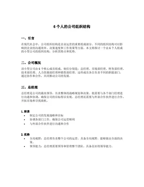 6个人的公司组织结构