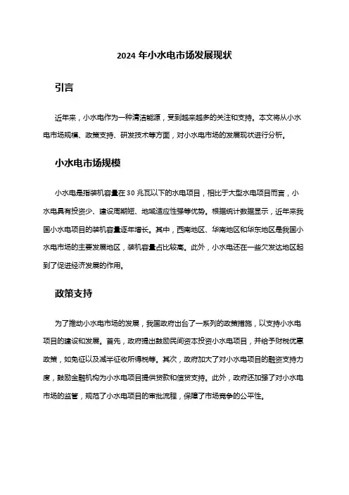 2024年小水电市场发展现状
