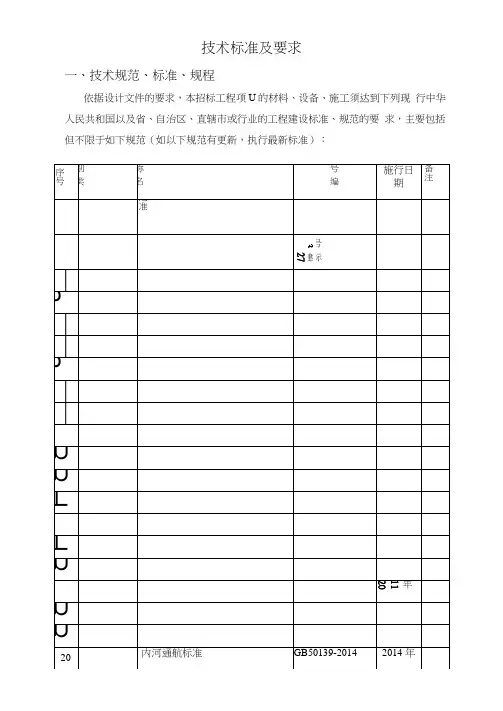 航道工程技术标准和要求