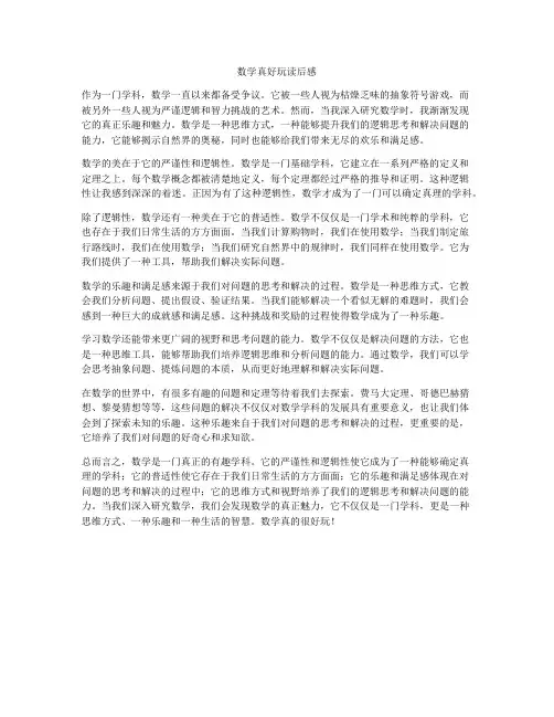 数学真好玩读后感