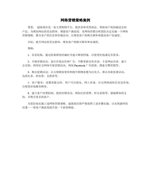 网络营销策略案例