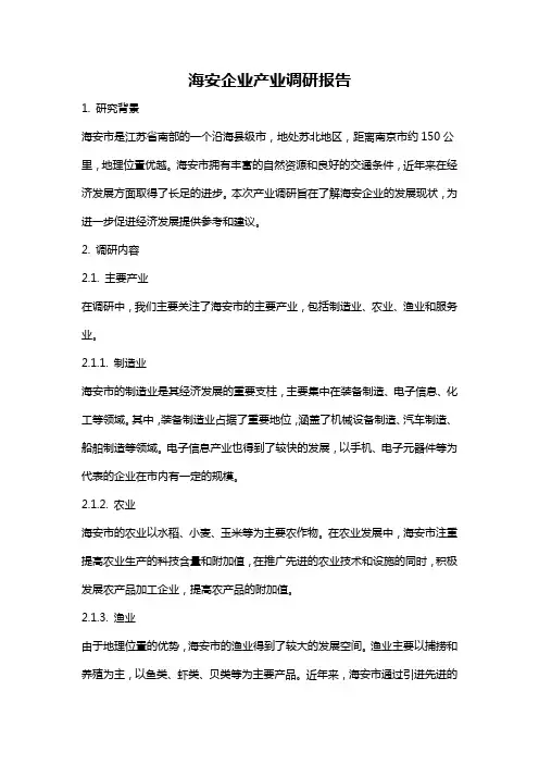 海安企业产业调研报告