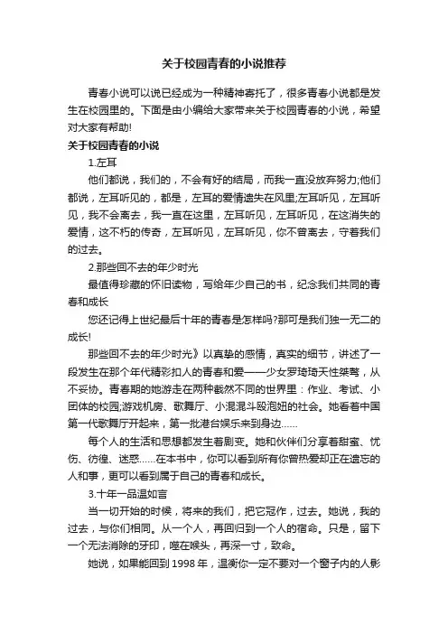 关于校园青春的小说推荐