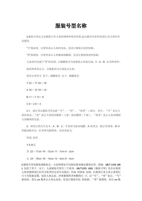 服装号型资料