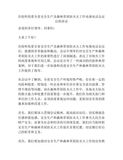 在收听收看全省安全生产及森林草原防灭火工作电视电话会议后的讲话