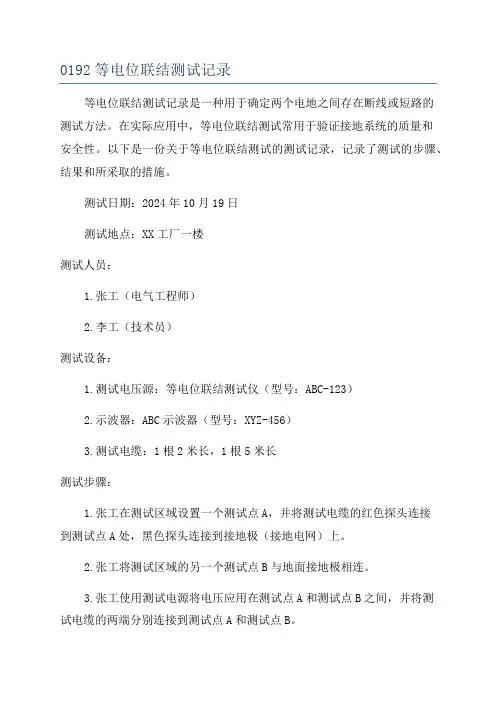 0192等电位联结测试记录