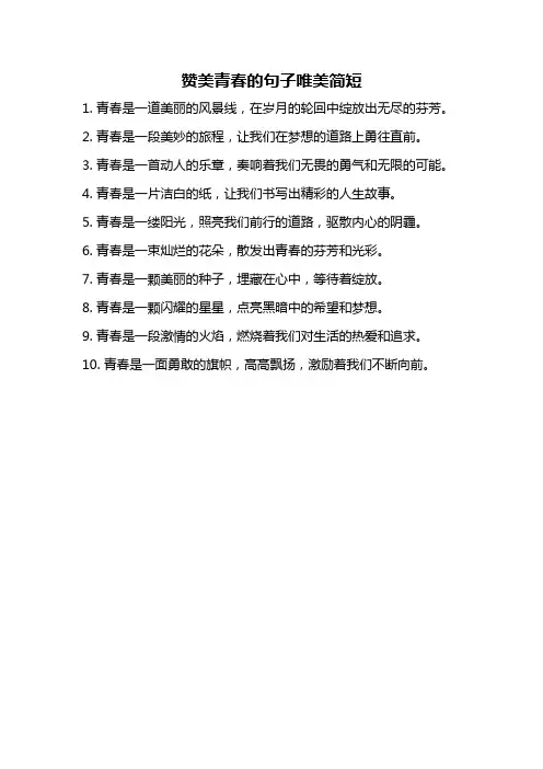 赞美青春的句子唯美简短