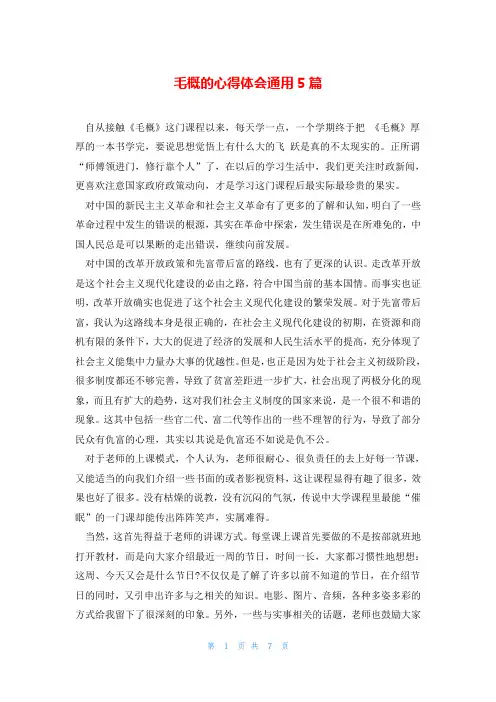 毛概的心得体会通用5篇