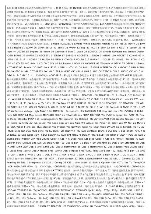 长虹CHD系列数字高清进入维修状态的方法