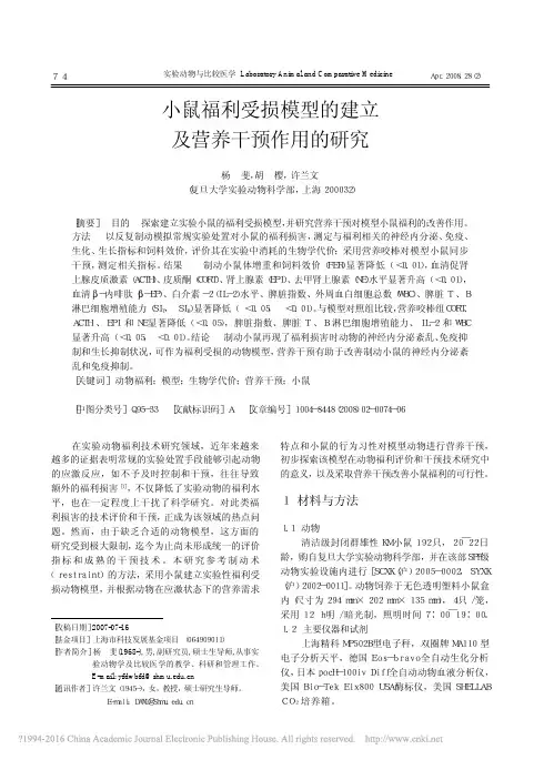 66.小鼠福利受损模型的建立及营养干预作用的研究_杨斐