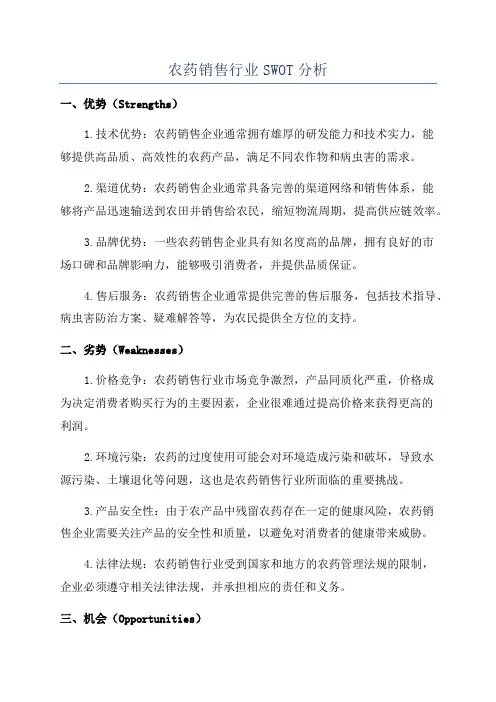 农药销售行业SWOT分析