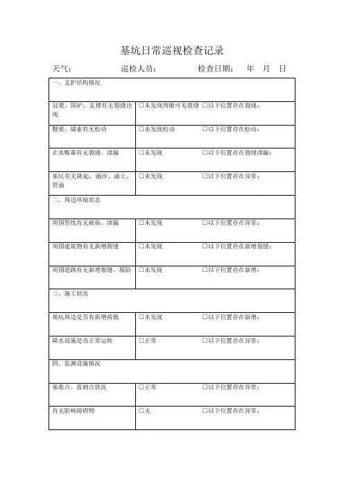 基坑日常巡视检查记录