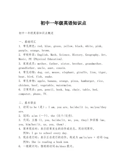 初中一年级英语知识点