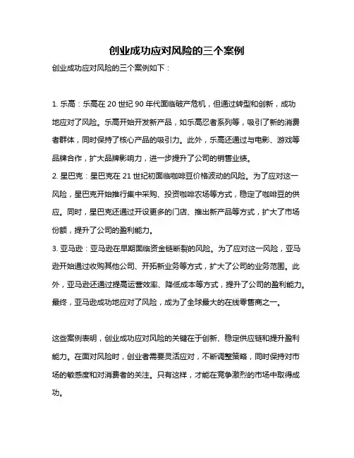 创业成功应对风险的三个案例