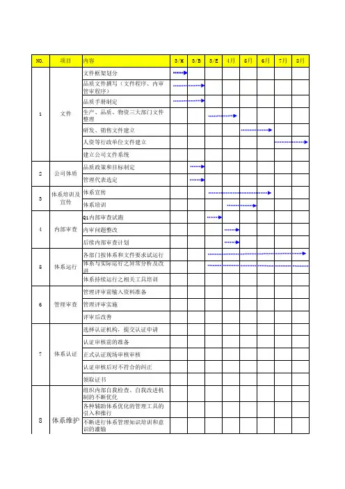 ISO9001质量管理体系推进计划