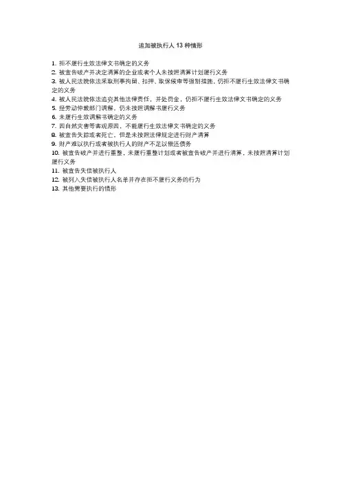 追加被执行人13种情形